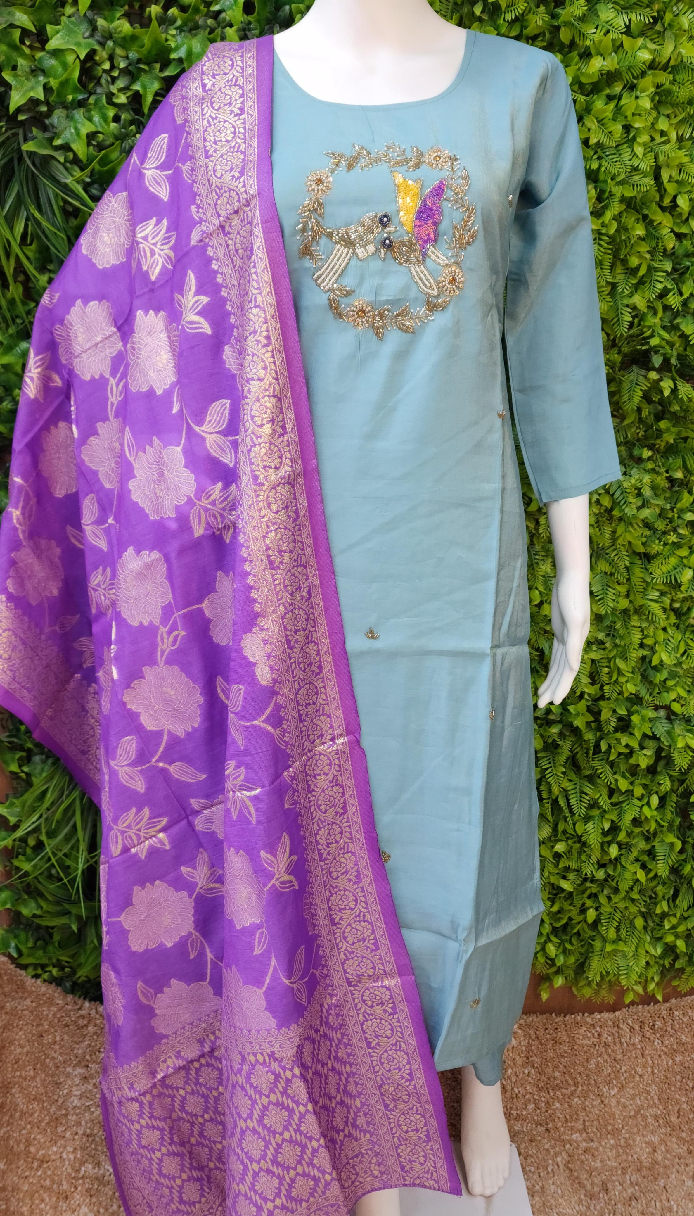 Shimmer Parrots Deaigner Partywear