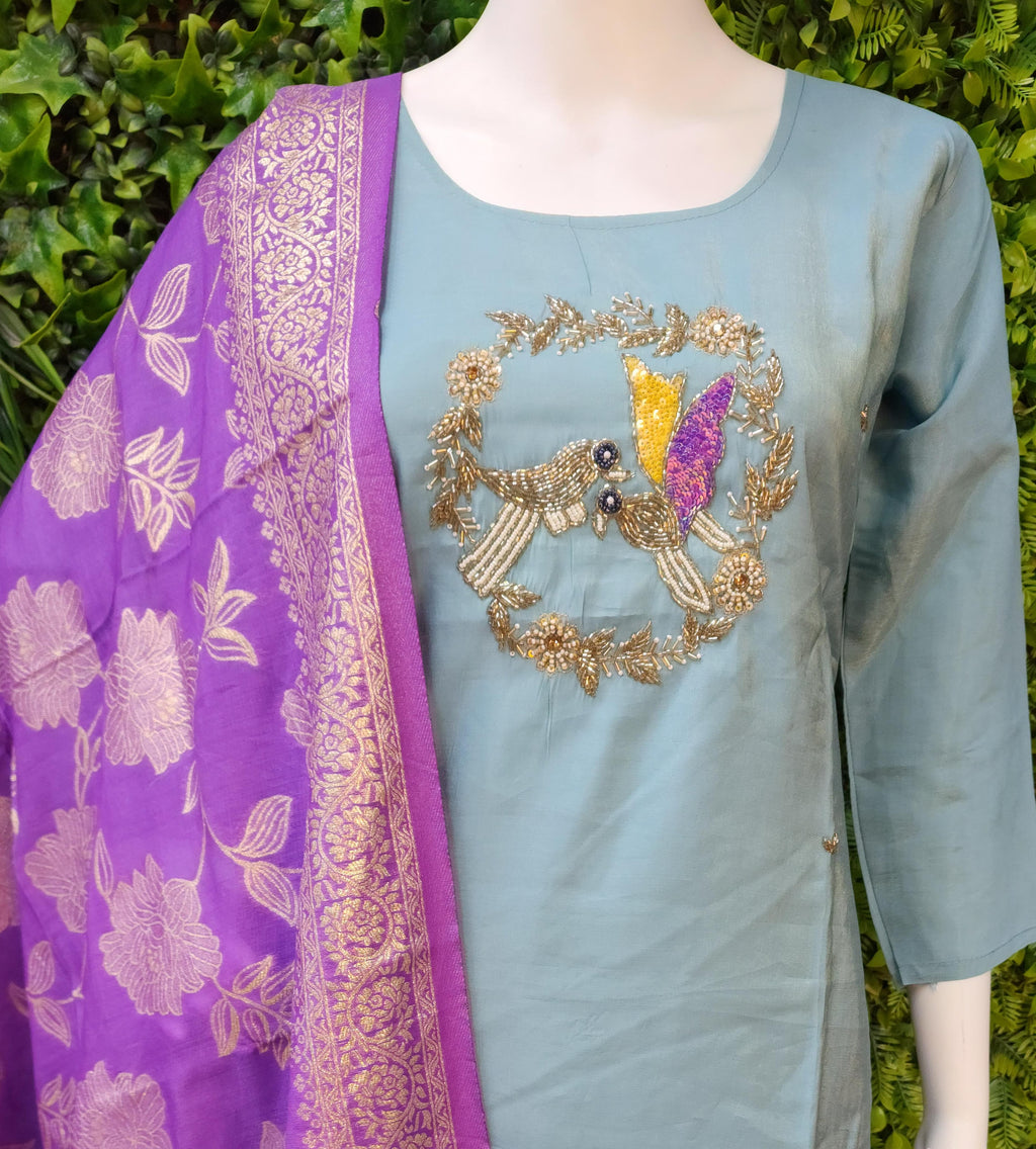 Shimmer Parrots Deaigner Partywear