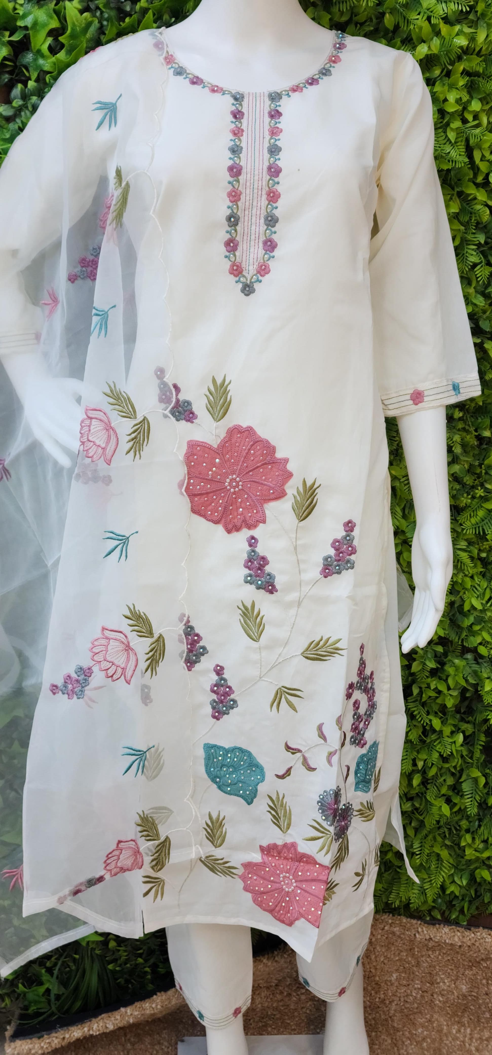 Roman Silk Applique Dress