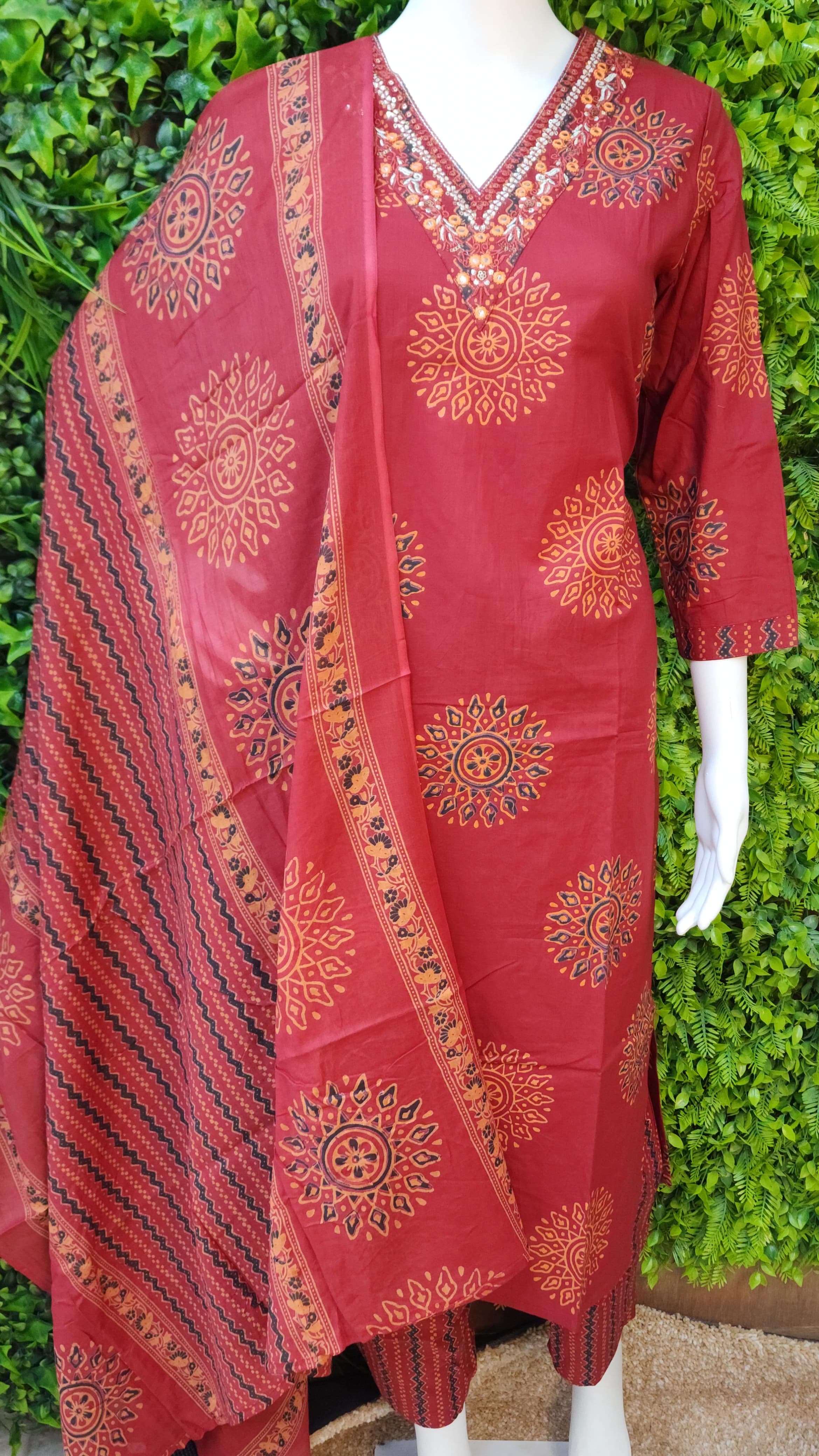 Jaipur Cotton Ajrak Print Dress