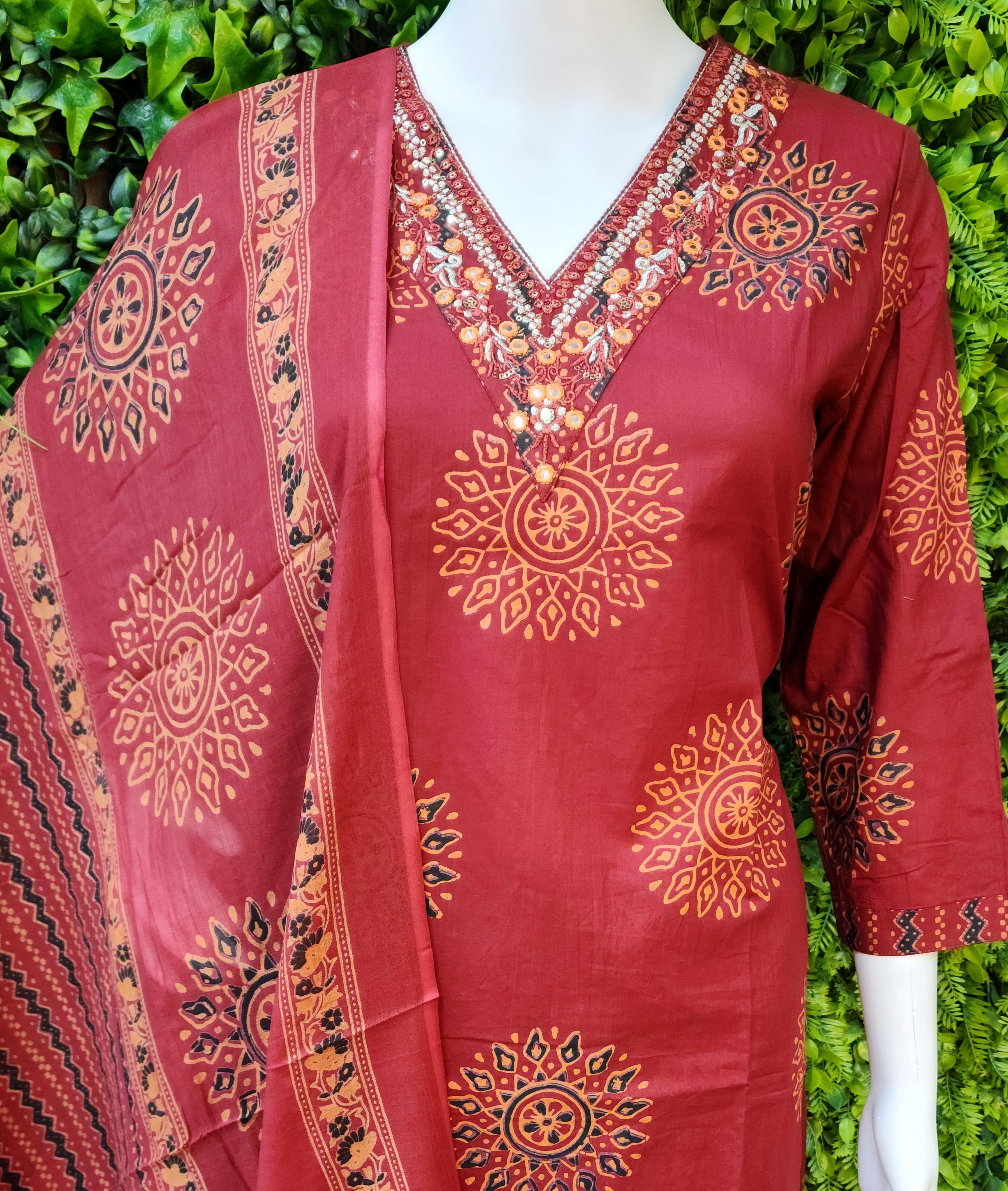 Jaipur Cotton Ajrak Print Dress