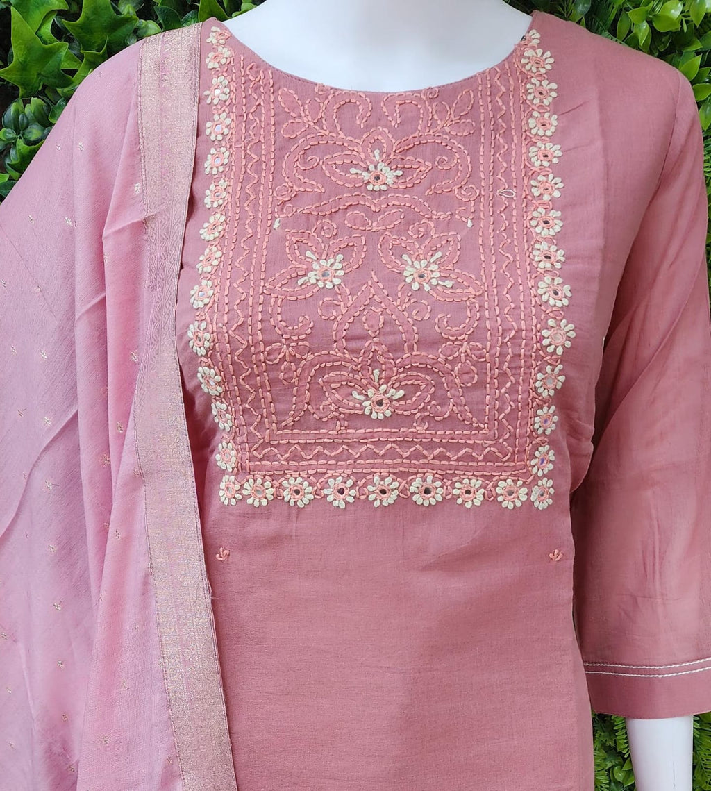 Pure Mulcotton Katha Work Dress