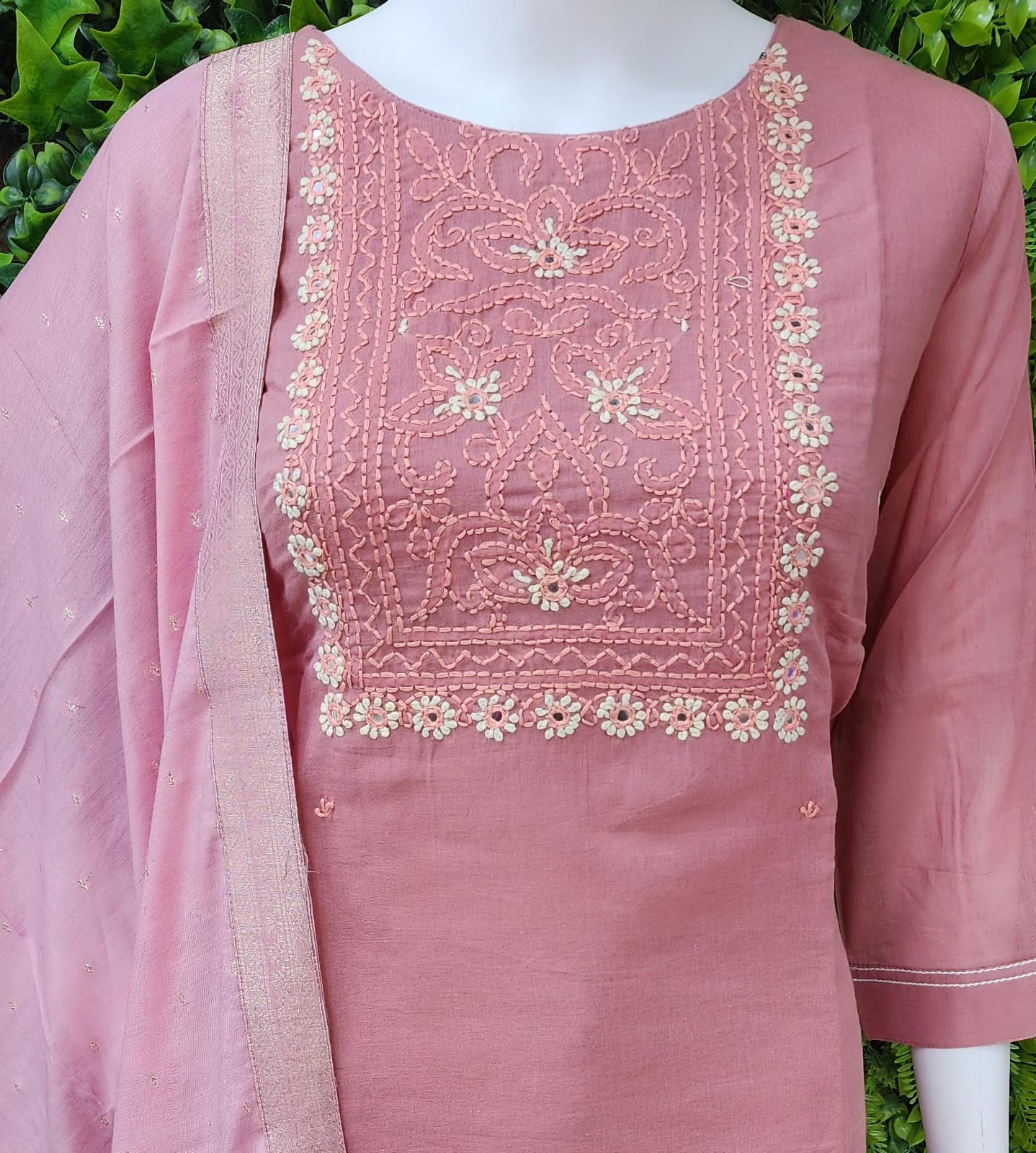Pure Mulcotton Katha Work Dress