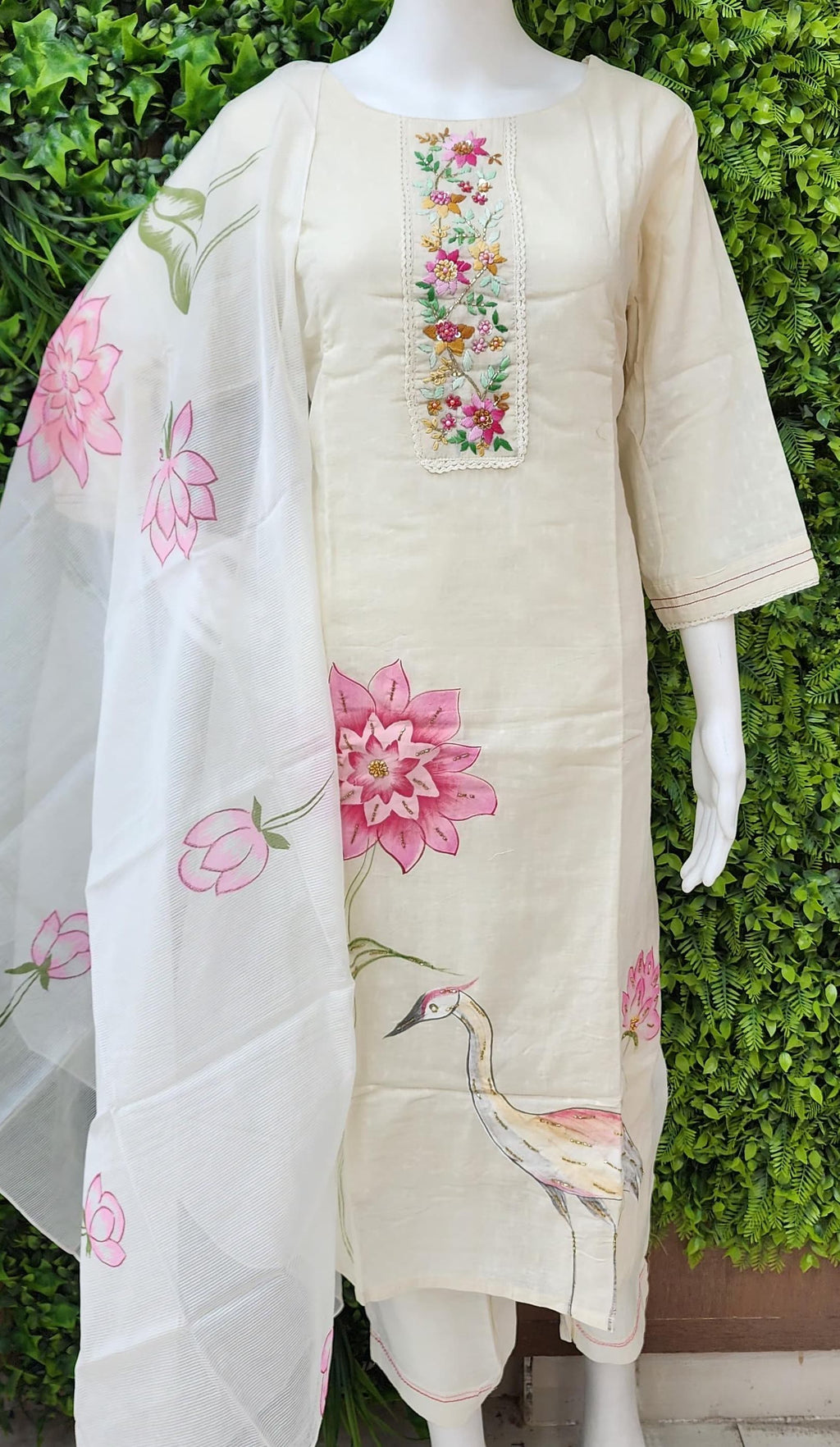 Pure Khadi Chikankari painting