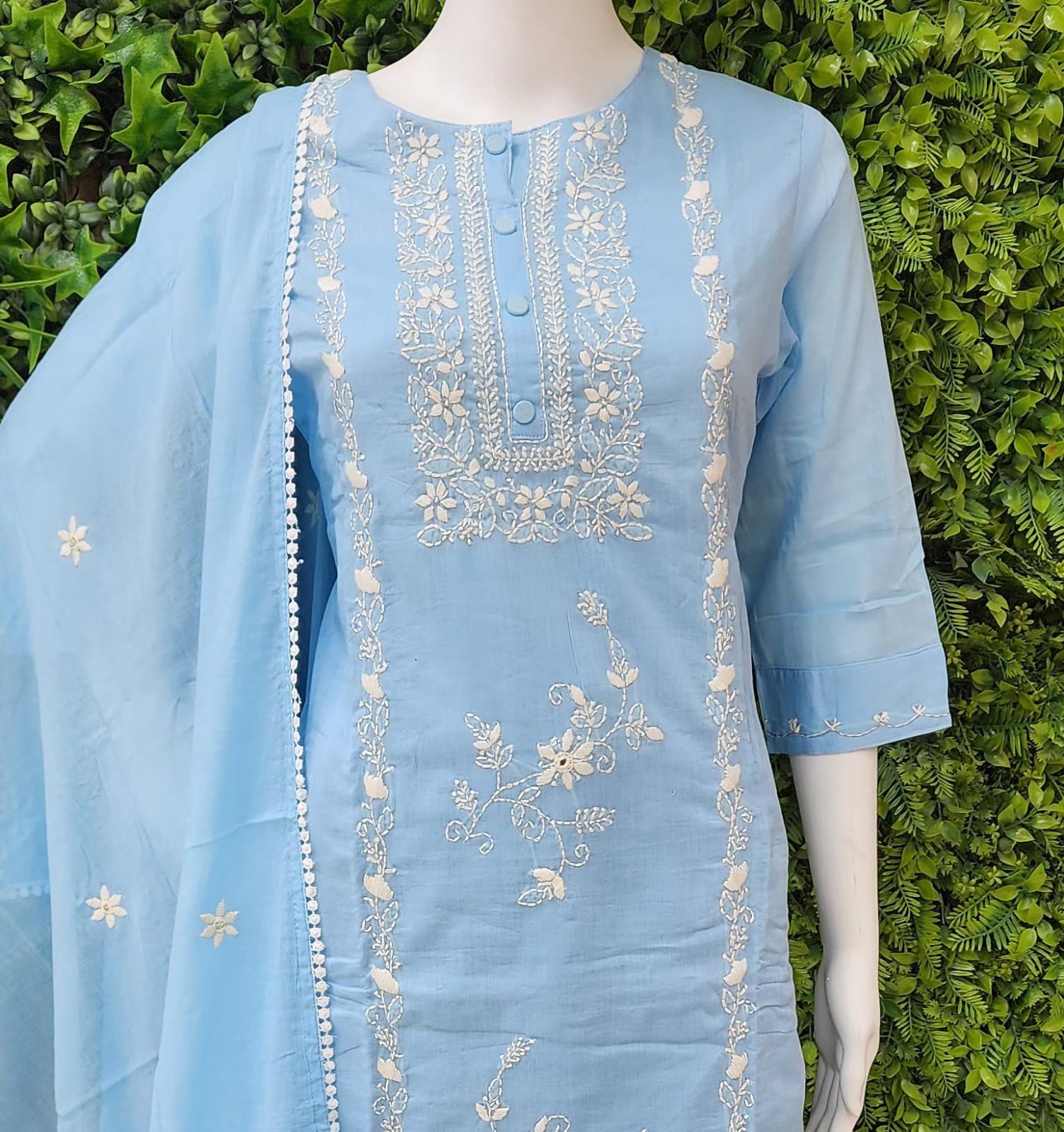 Lucknowi Chikankari Mulcotton Kathawork