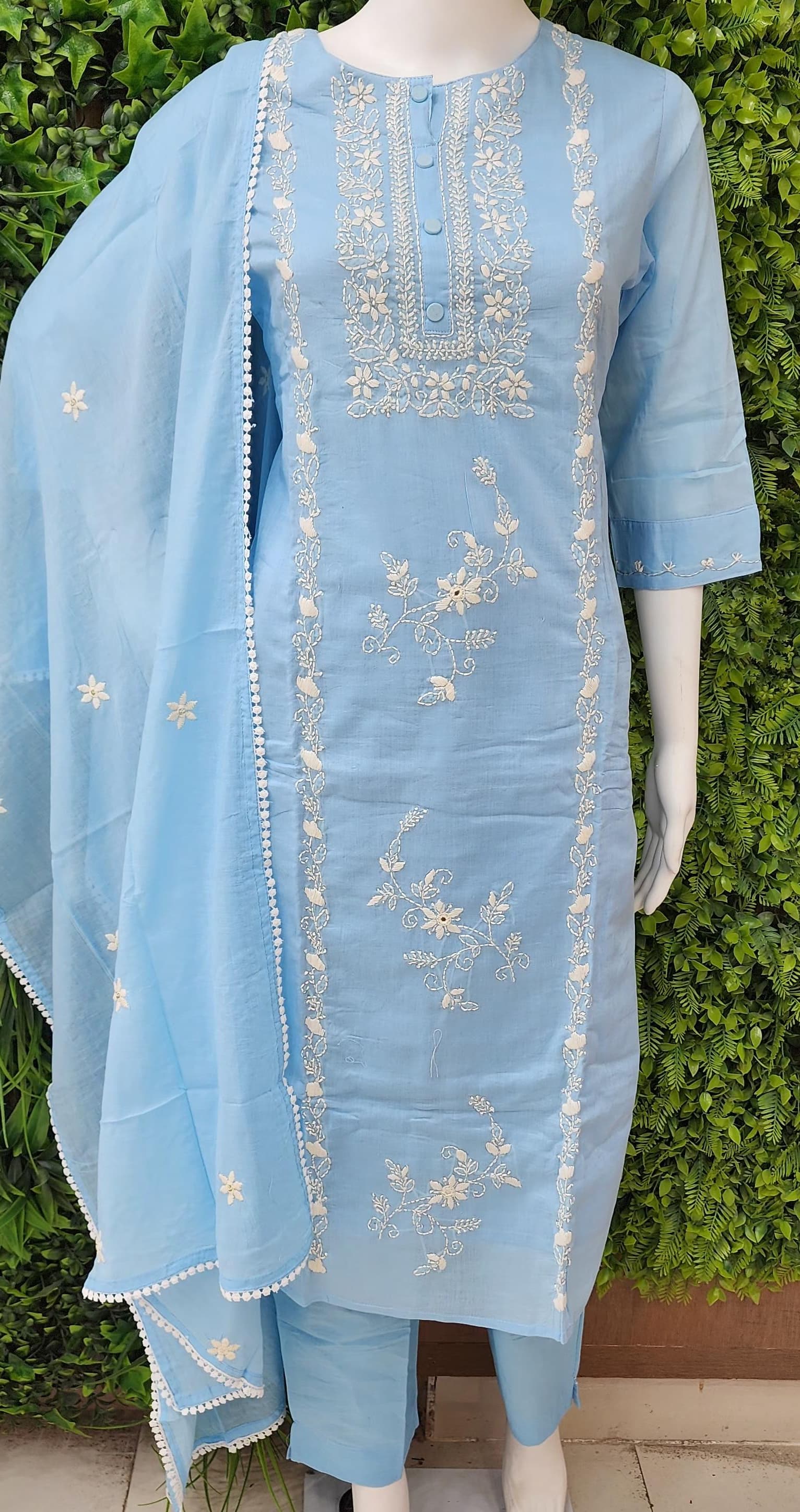 Lucknowi Chikankari Mulcotton Kathawork