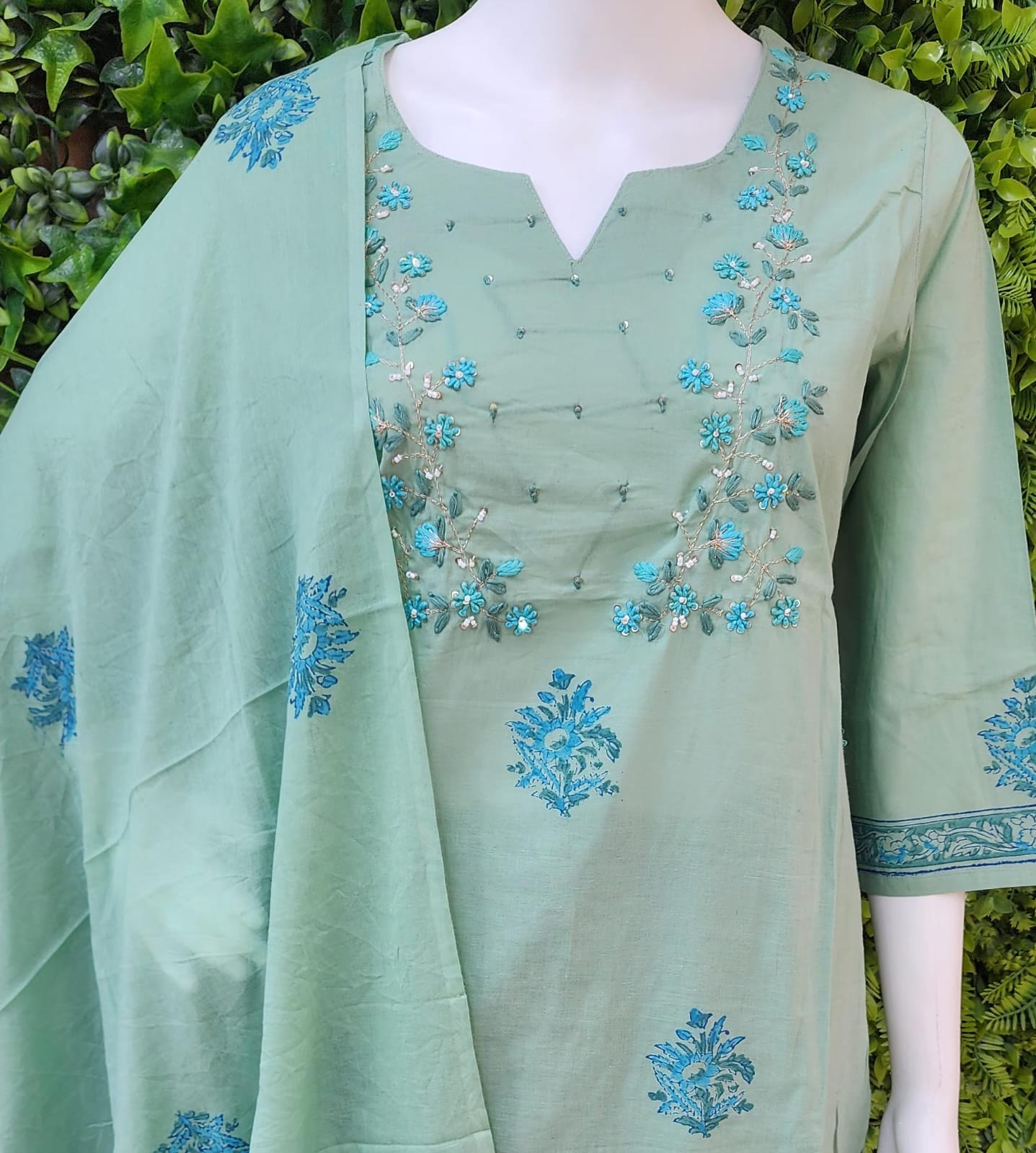 Embriodery Cotton blockprint dress