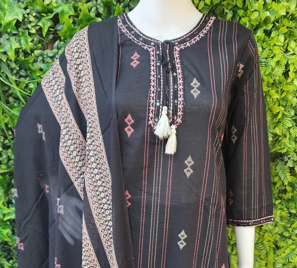 Jamdhani Kantha Stitch Dress