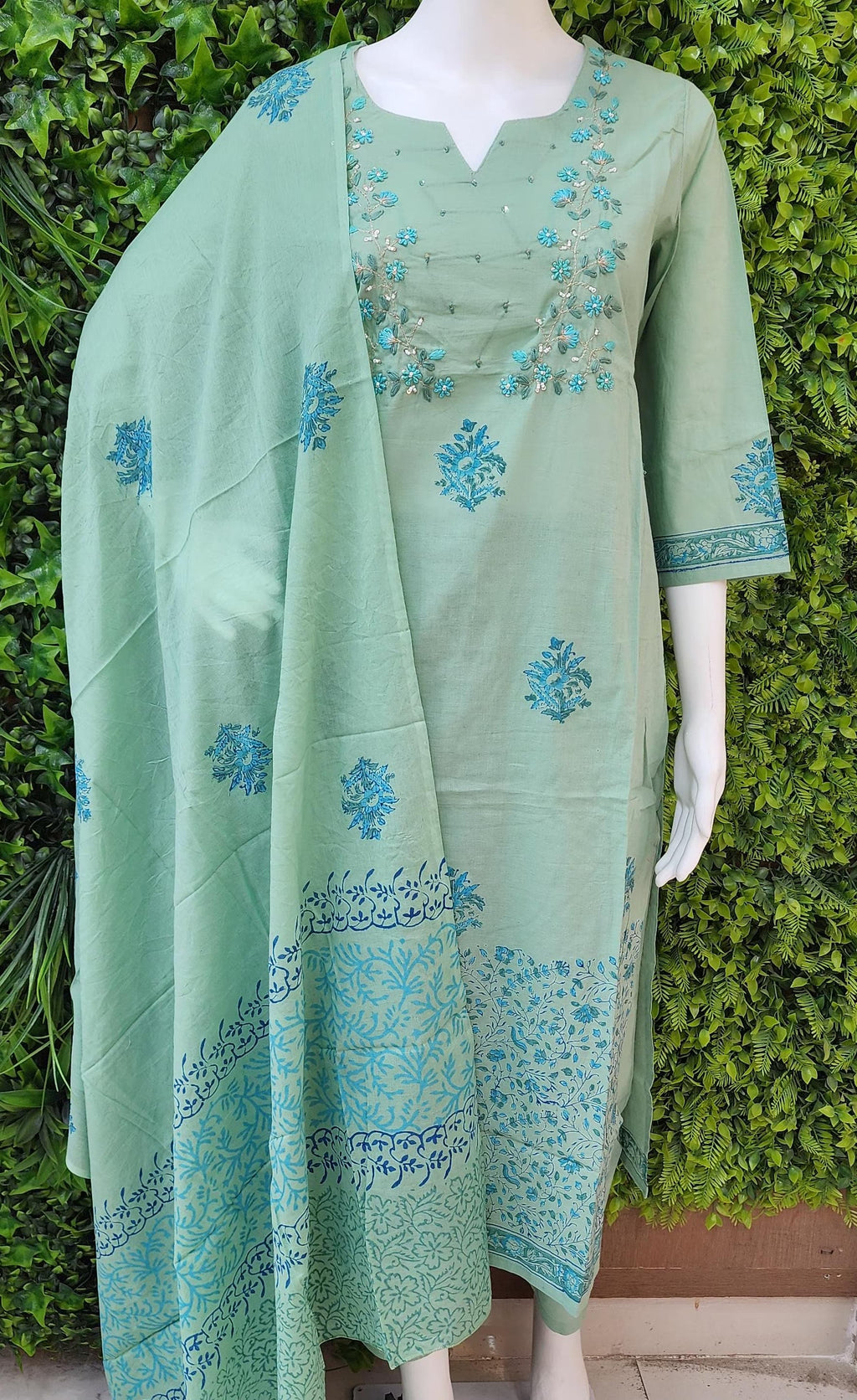 Embriodery Cotton blockprint dress