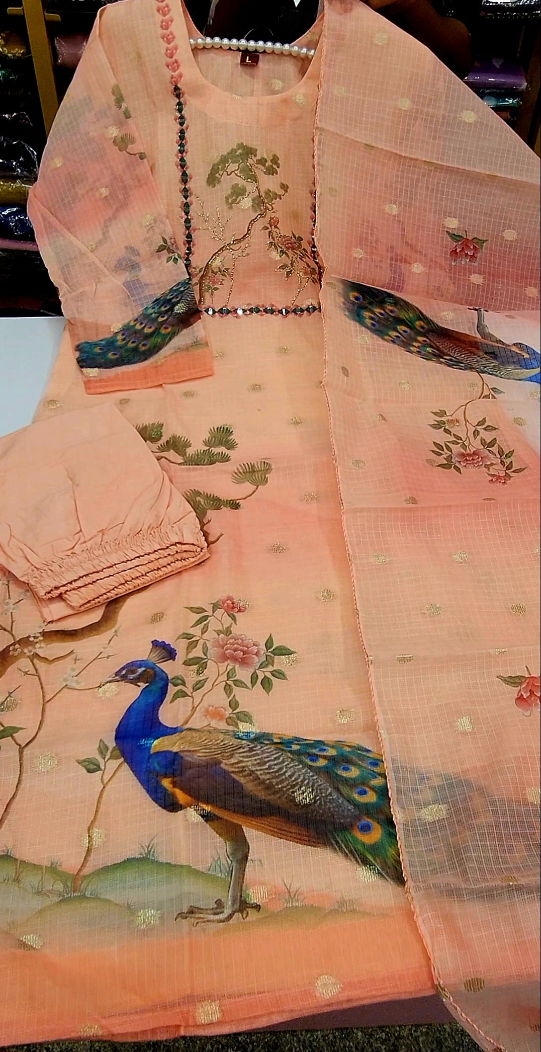 Kota 2 shade Peacock Print