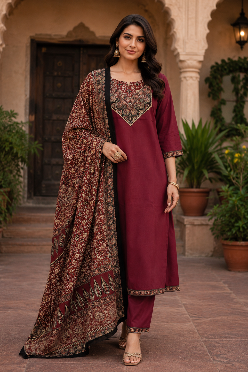 Premium Cotton Ajrak Dress