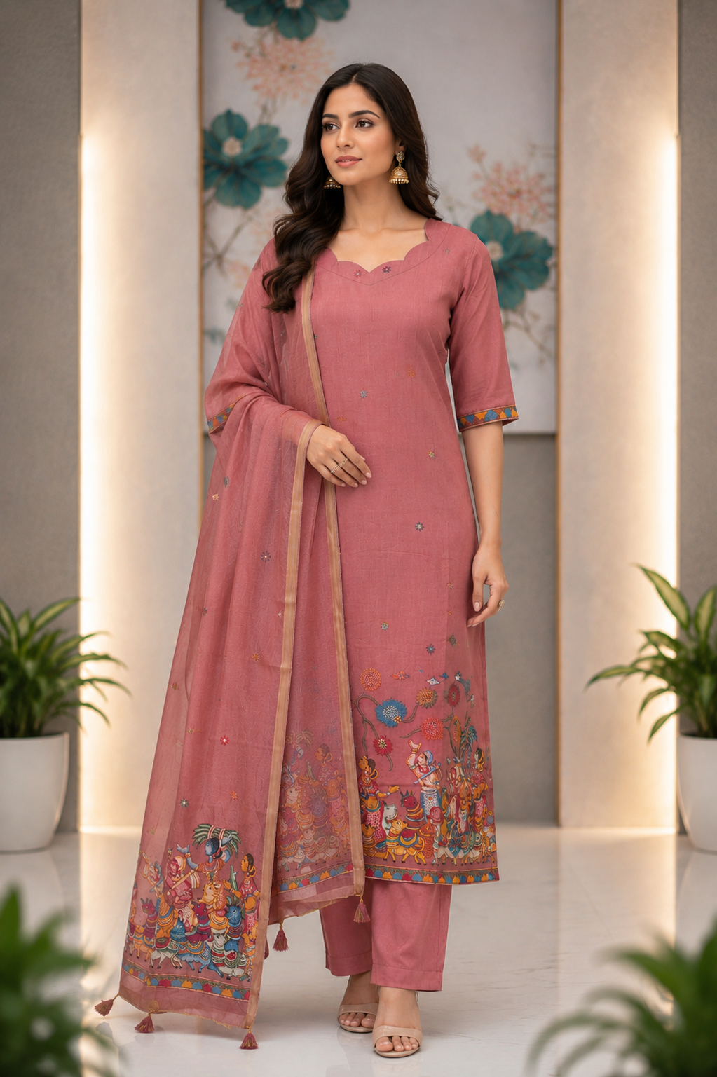 Premium Jamdhani with Kalamkari