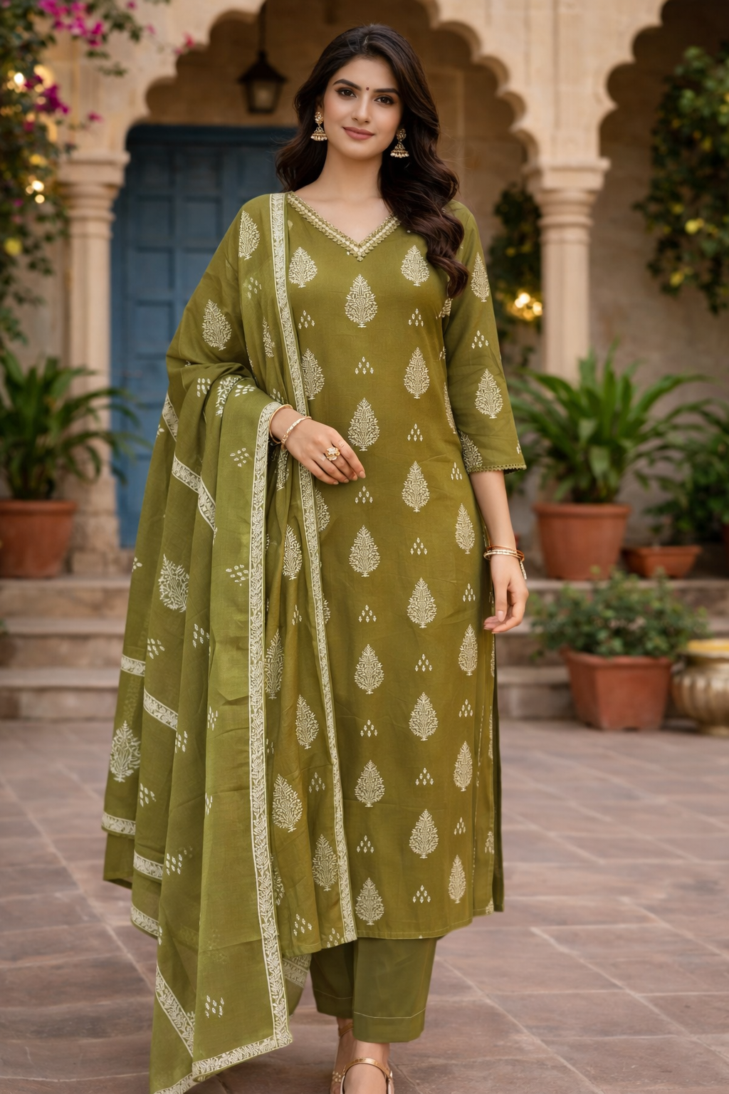 Plussize Jaipur Cottton Printed Dress