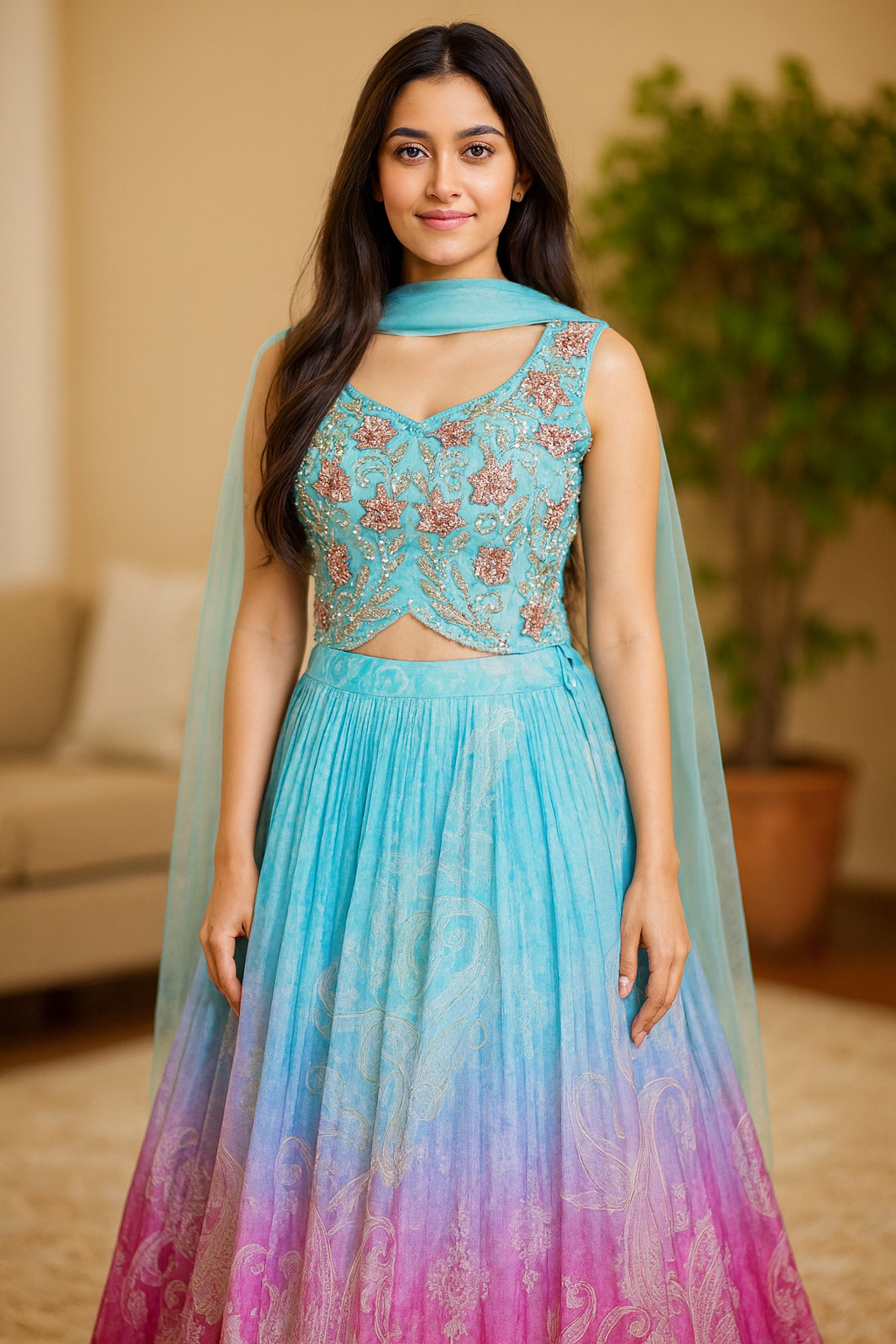 Multicolor Designer Crop-Top