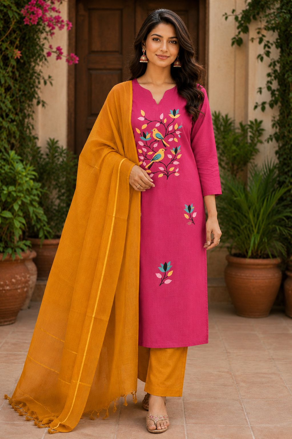 Cotton Brush Painting Dress