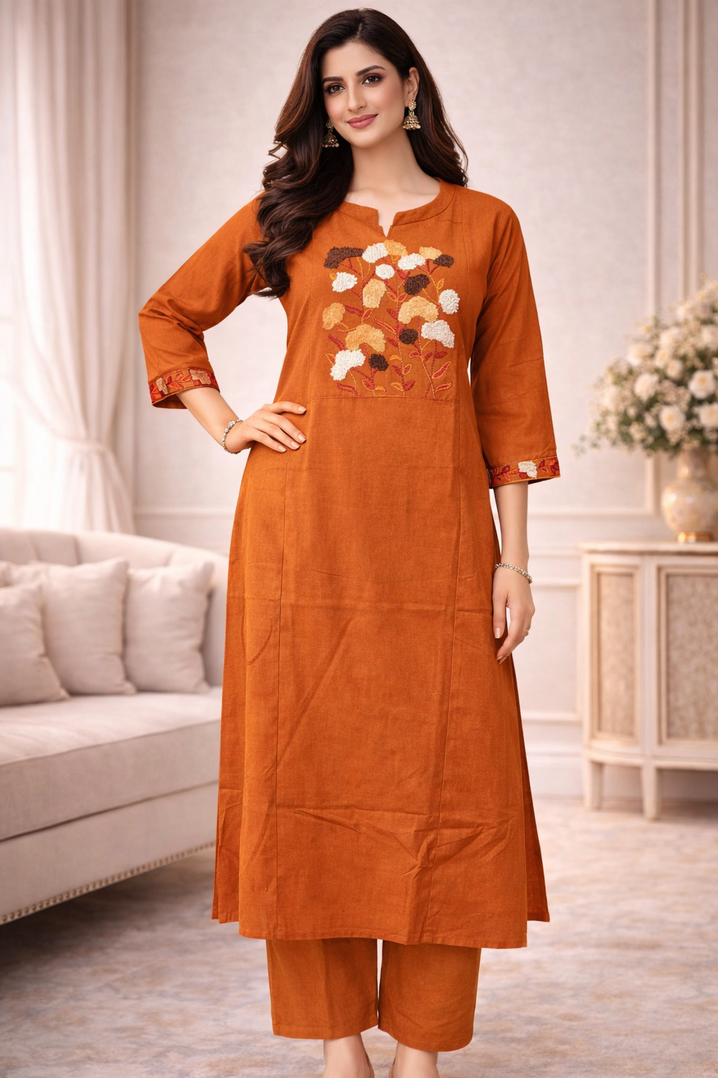 Slub Cotton Threadwork 2pc