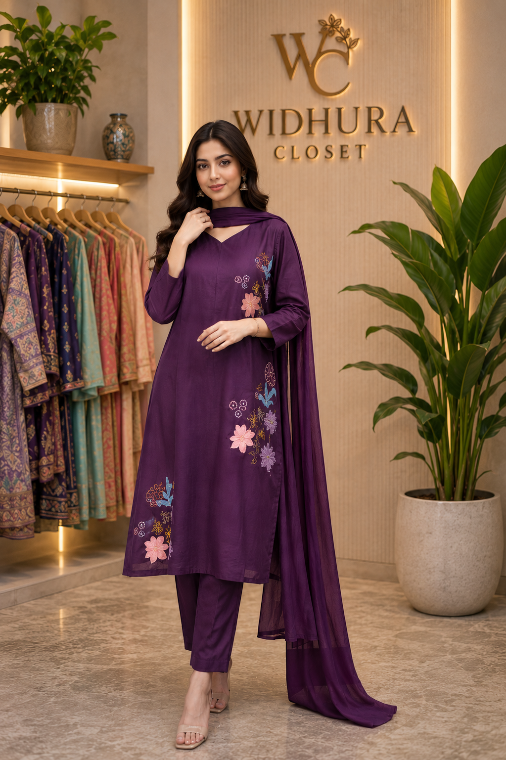 Premium Cotton Threadwork Aline