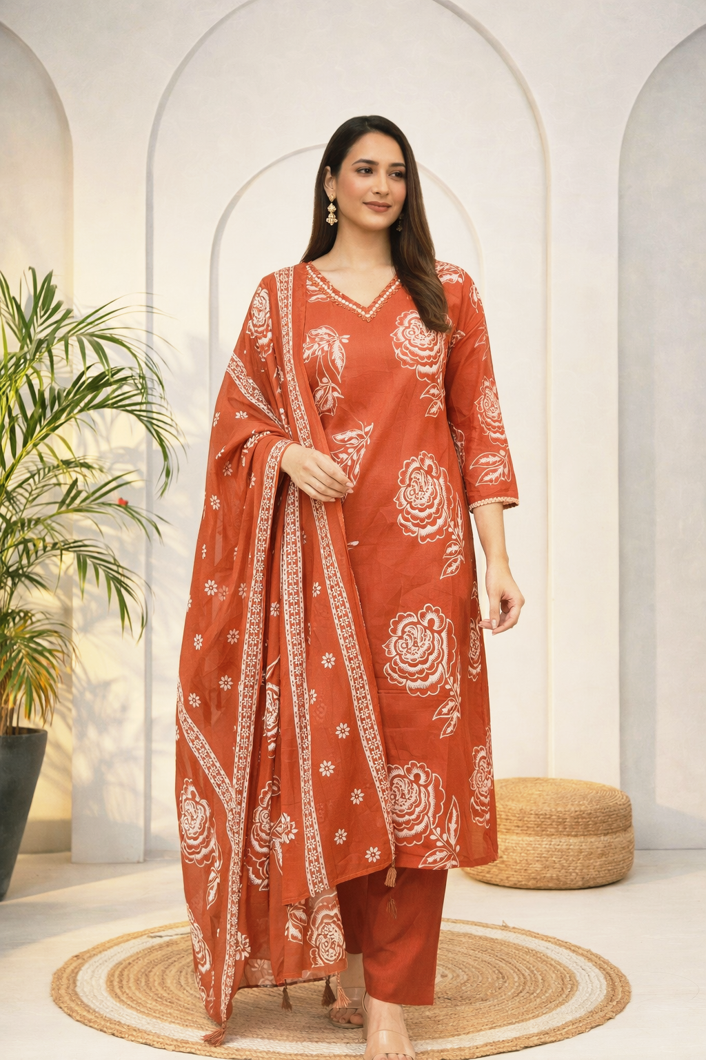 Plussize Jaipur Cotton Printed dress