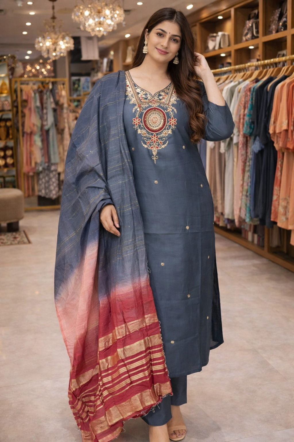 Roman Silk Semi Partywear