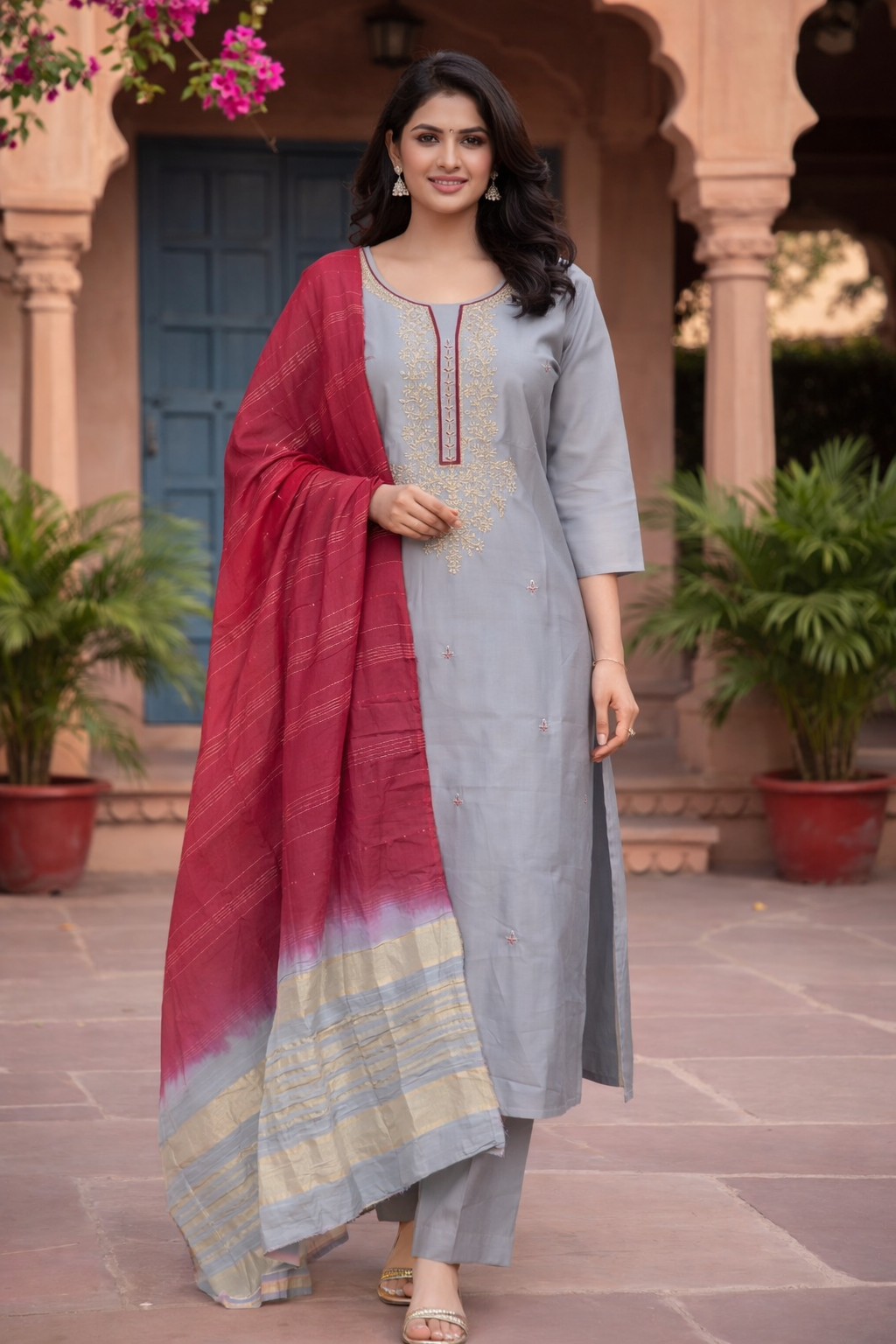 Roman Silk Semi Partywear