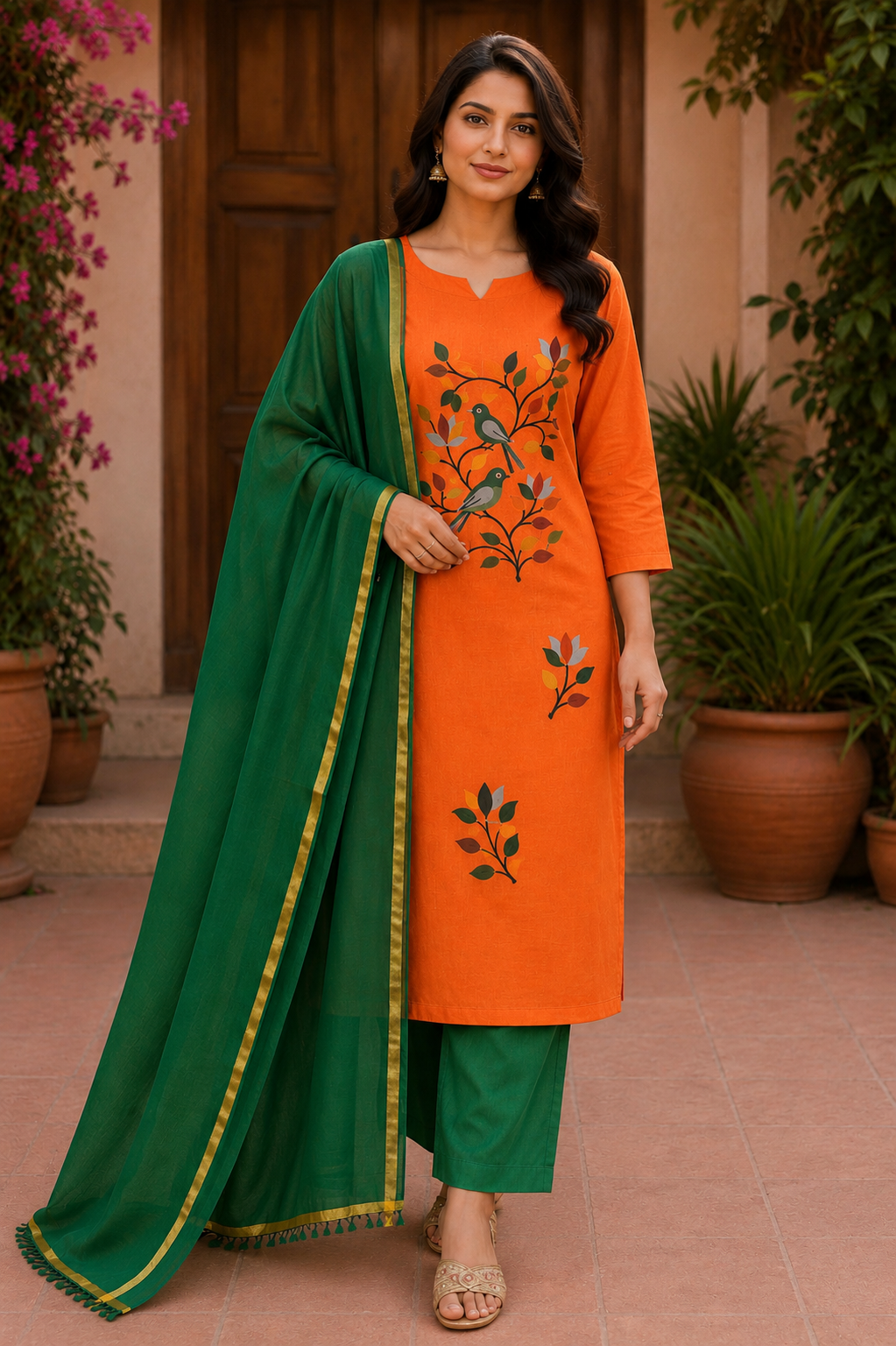 Cotton Brush Painting Dress