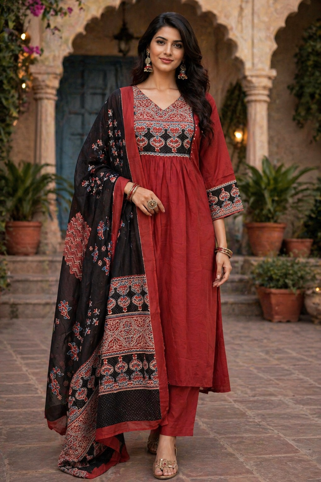 Cotton Ajrak Dress