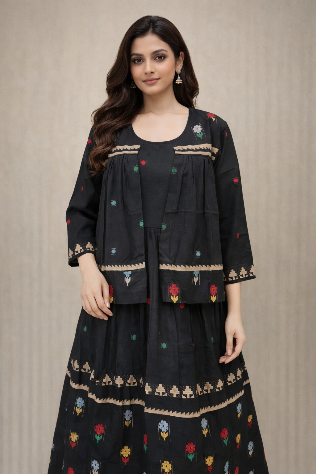 Jamdhani Frock with Coat