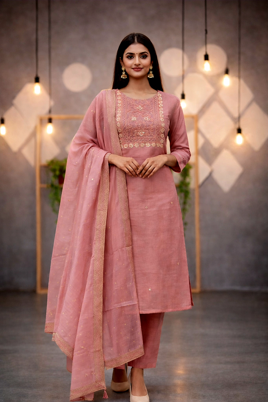 Pure Mulcotton Katha Work Dress