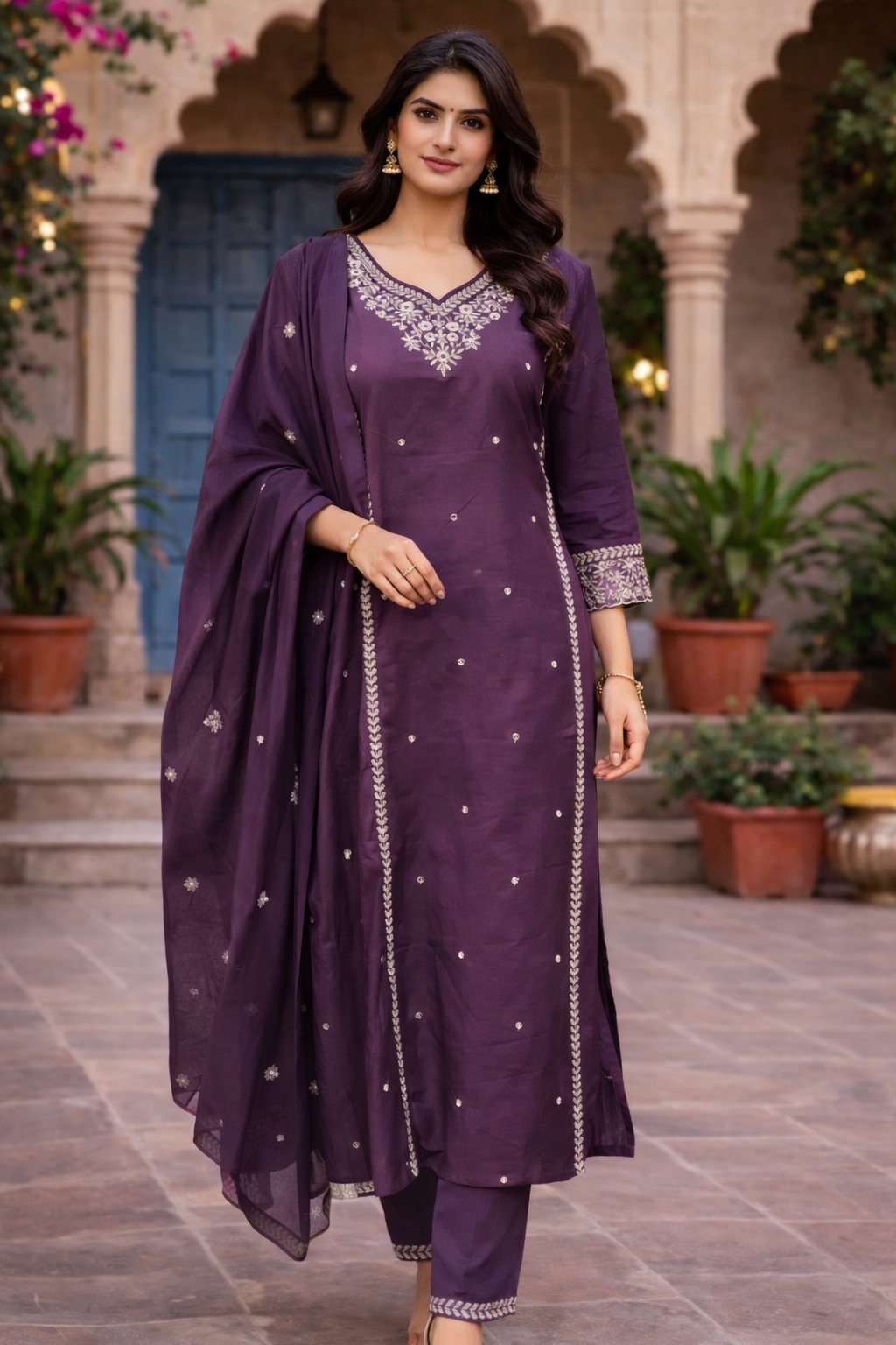 JaipurCotton Aline Threadwork Dress