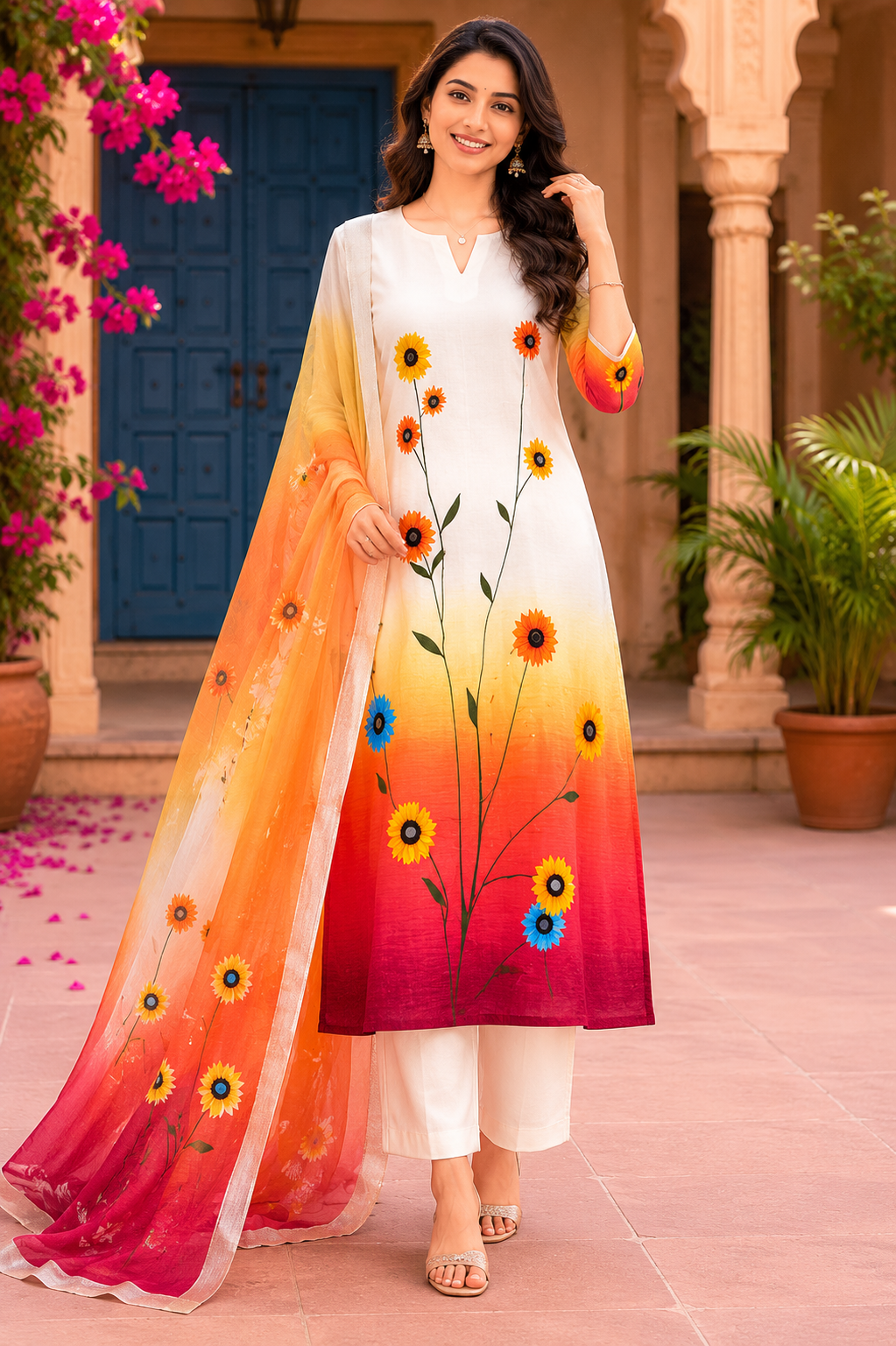 Mulcotton Sunset Theme Dress