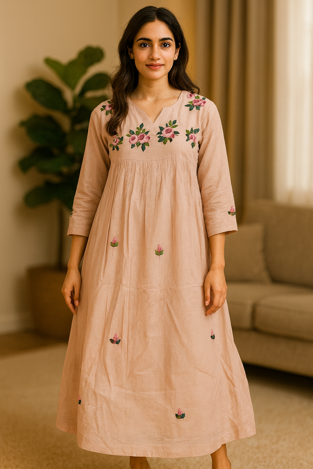 Mulcotton designer handwork frock