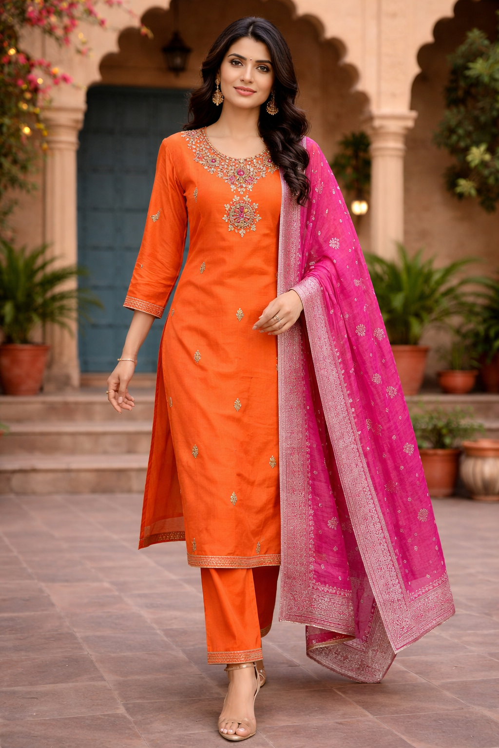 Pure Dola Banaras Handloom Dress