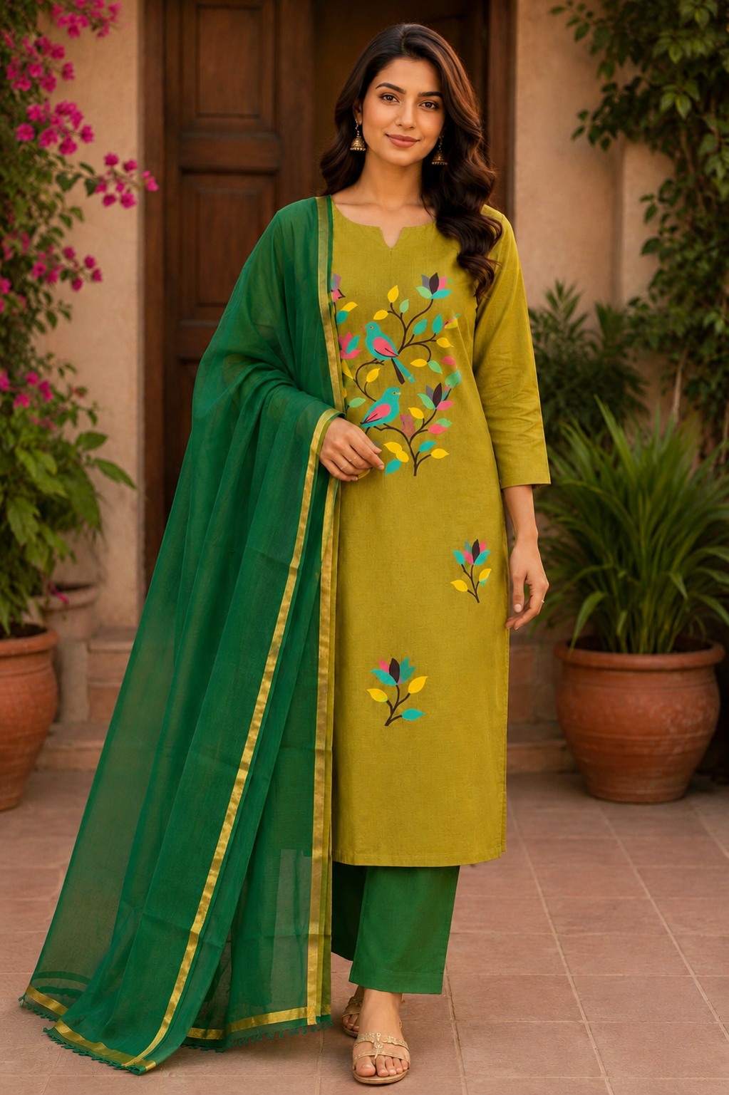 Cotton Brush Painting Dress